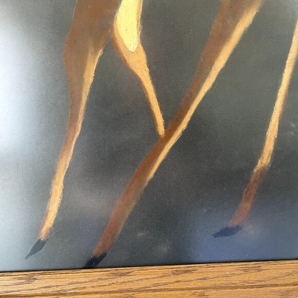 Vintage Original Chalk Pastel Drawing Bambi Deer Fawn Framed - Picture 6 of 9